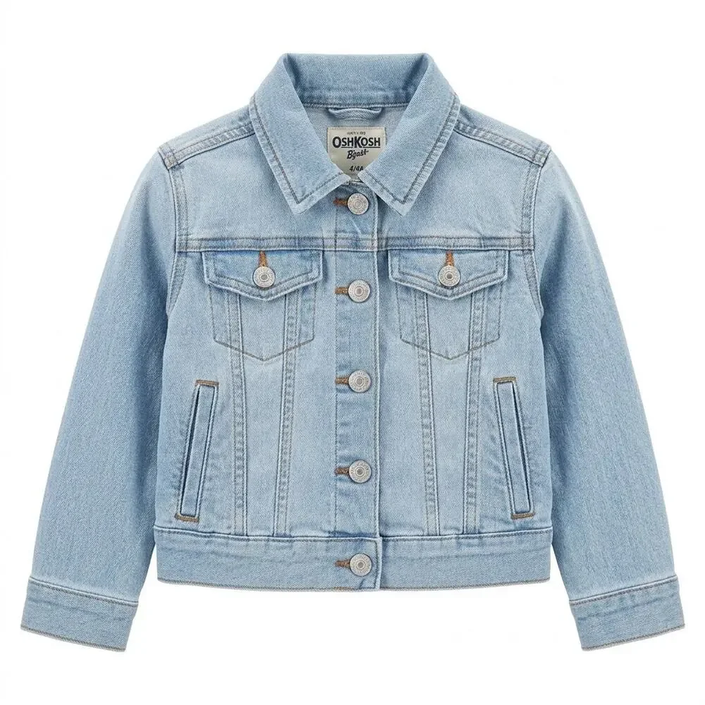 OshKosh B'gosh Light Wash Denim Jean Jacket Toddler Boy Girl Size 4 4A